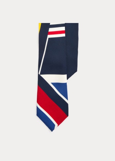 Men's Ralph Lauren Geometric-Print Silk Ties | 173690ZMJ